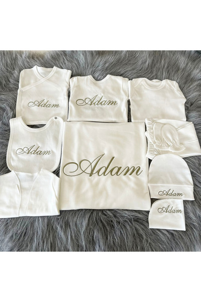 bebek desen طقم خروج من المستشفى مكون من 10 قطع مطرزة باللون الأخضر