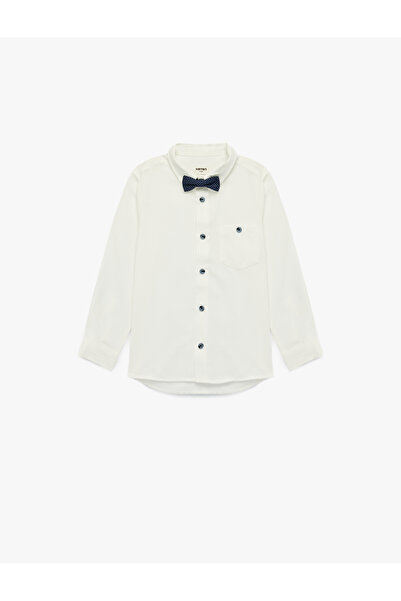 Koton Long Sleeve Pocket Detail Buttoned Bow Tie Shirt