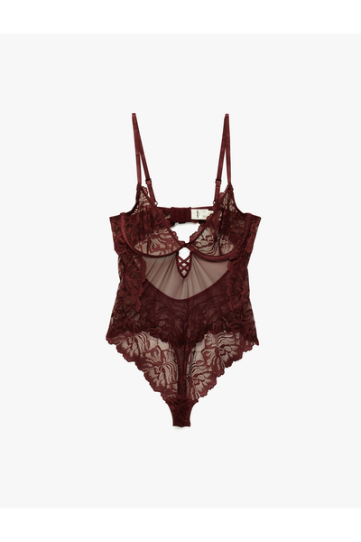 Koton Боді з V-подібним вирізом, бретельками та мереживними деталями