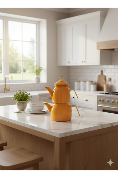 AAA Porselen Görünümlü Emaye Çaydanlık Takımı