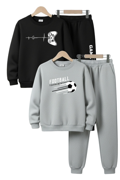 FYK COLLECTİON Σετ αθλητικής φόρμας για αγόρια με 3 κλωστές, στρογγυλή λαιμόκ...