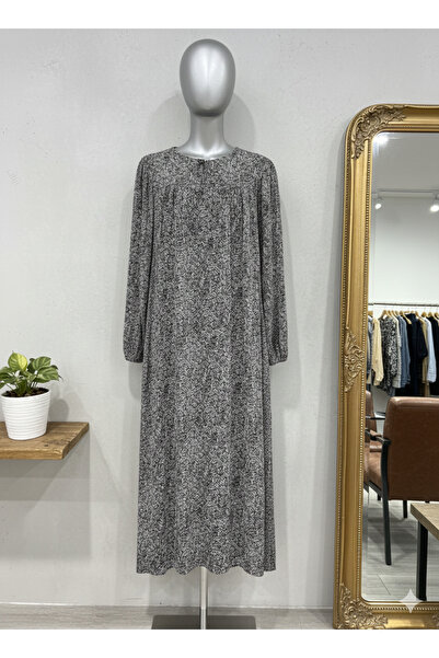 fariza tekstil Büzgü robalı geniş kesim menekşe kumaş anne elbise