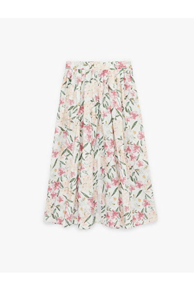 Koton Fusta midi plisată cu flori, cu buzunare confortabile