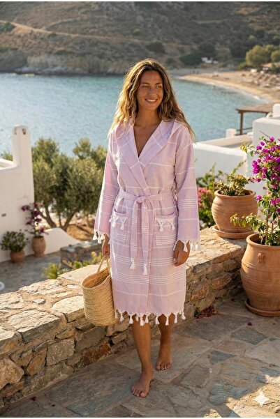 karanihome Hooded Bath Sauna Pool Beach Women Men Unisex Sultan Tasseled Cott...