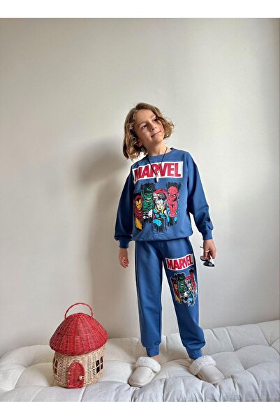 MANİ Blue Color Marvel Printed 2-Ply Seasonal Bottom Top Boy's Suit