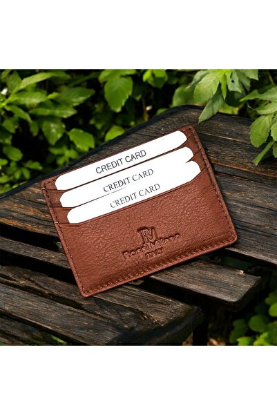 GENERAL'S Rossi Milano Leather Holder, Brown, Genuine Cow Nappa Leather, Slim Wallet, 6cm x 8cm