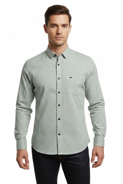 DİO Hitman Men’s Sage Green Printed Casual Shirt
