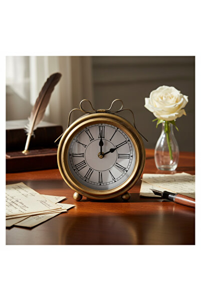 Lorena Home Decor Metal Fiyonk Masa Saati