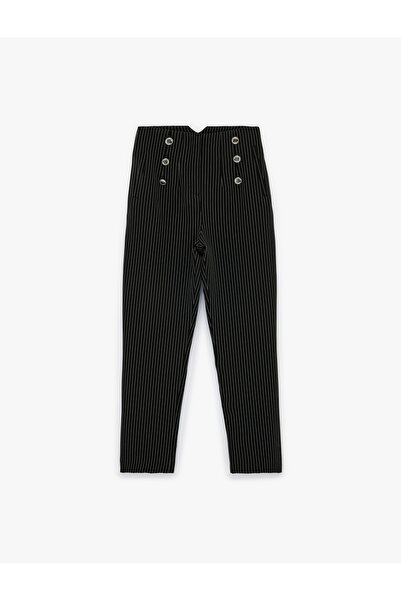 Koton talie înaltă Pantaloni cu slim fit nasturi cu dungi țigaretă