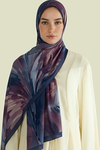 Karaca YAPRAK DESENLİ VİSKON ŞAL LACİVERT - MOR