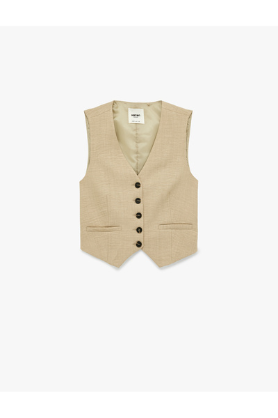 Koton Regular Fit Pocketed V-Neck Blazer Vest