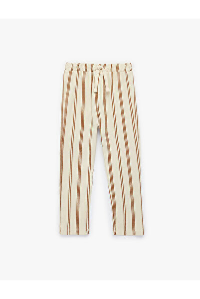 Koton Cotton Striped Sweatpants with Tie Waist