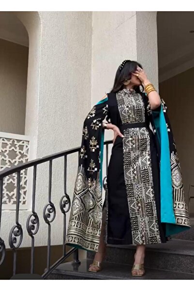 AMAZ فستان "تراثي عصري" بلمسات هندسية وأكمام ملكية