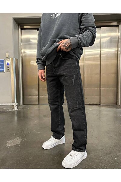 DIRECTIVE JEANS Men's Regular Fit Baggy Jeans, Wide Leg, Black