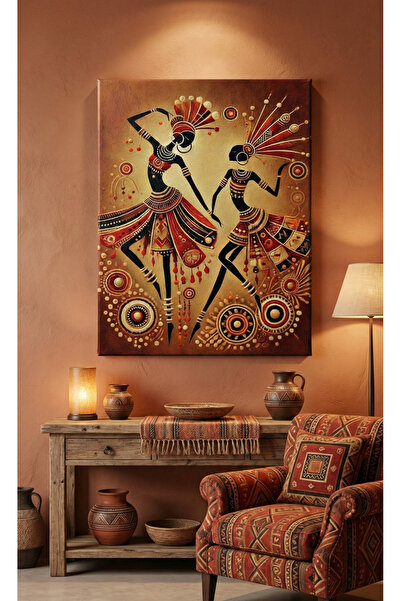 YTD ART DESİGN Afrika Sanatı Temalı Kanvas Tablo Dikey Tasarım
