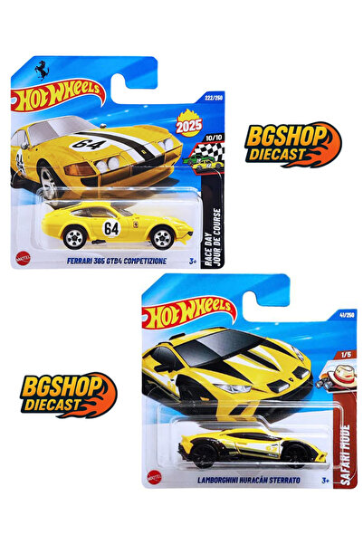 HOT WHEELS Yeni Case - Ferrari 365 GTB4 Competizione (yellow) - Lamborghini H...