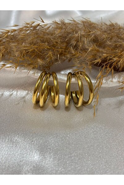 stainless steell Triple Appearance Ring Steel Earrings