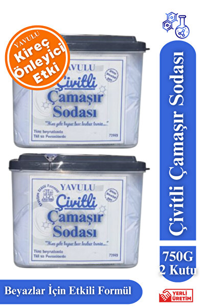 yavulu Çivitli Çamaşır Sodası Çivit Etkili Optik Beyazlık 750GR 2'li Kutu Çiv...