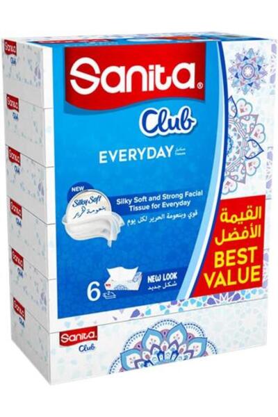 Sanita Club Facial Tissues 76 Tissues, Double Layer, 6 Packs