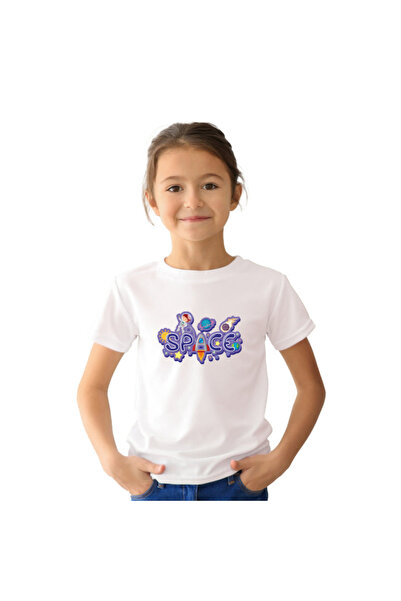 Printoot Custom Size Kids Space Theme T-Shirt Boys Girls Astronaut Rocket Tee