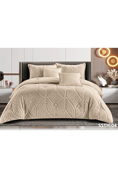 Moon 4-piece winter comforter set, soft velvet center filling with plain fur, double-sided, luxurious velvet material, quilt size 210*170