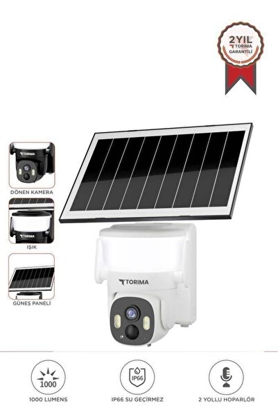 Torima CMR30 Beyaz Şarjlı Duvar Lambası Görünümlü Dış Mekan Kamerası Akıllı I...
