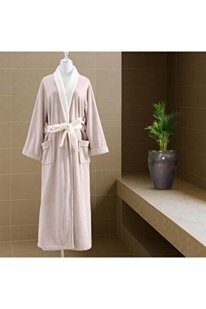 Melen Modern light beige coral fleece bathrobe, highly absorbent