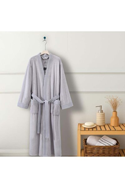 Melen Coral fleece bathrobe, highly absorbent - Olean - Gray