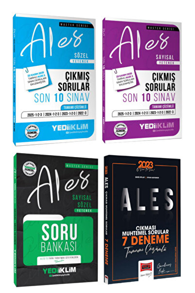 Yediiklim Yayınları ALES Sözel-Sayısal Yetenek Çıkmış Sorular Son 10 Sınav+ S...