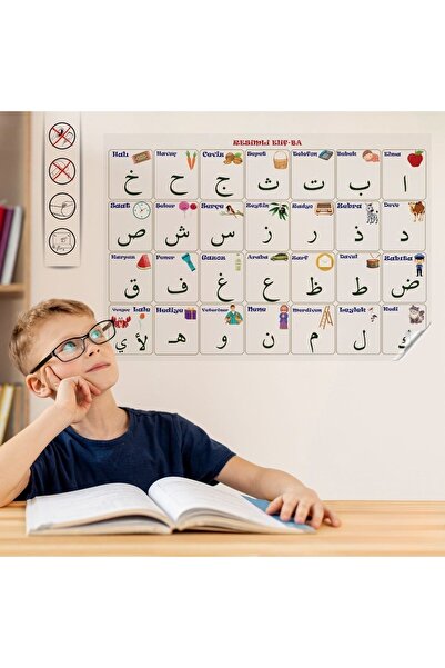 KRMNSTYLE 100x150 cm Statik Kağıt Elif-Ba Öğrenme Tahtası, Yapışkansız Tekrar...