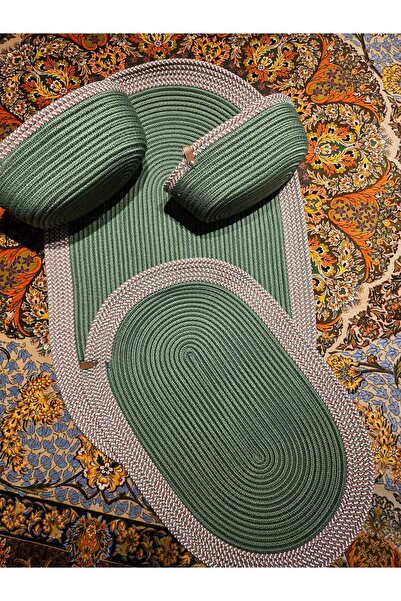 halıcı burak 4-Piece Bathroom Set – 2-Piece Oval Mat & 2-Piece Oval Basket, N...