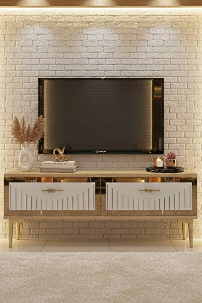 YUMEDİ DESİGN TSA1204DBG - KEREM TV STAND , TV SEHPASI 120CM SAFİRMEŞE-BEYAZ-...
