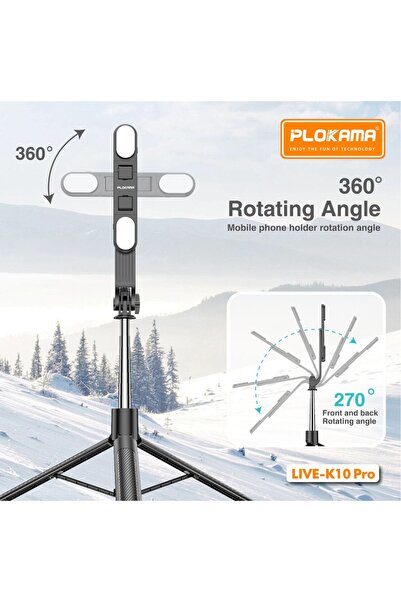 PLOKAMA مصباح فيديو LED احترافي Live-K10، درجة حرارة لون قابلة للتعديل للبث ا...