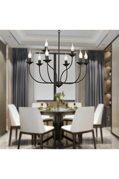 HubRom ARIANE 3676-08-BLL Μαύρος πολυέλαιος 65x94 εκ. 8xE14 Μέγ. 40W