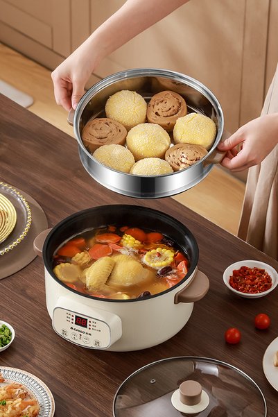 Muchmy Multi-function Electric Cooker Steamer Digital Display Control Rice Noodles Cooking Hot Pot - 4L