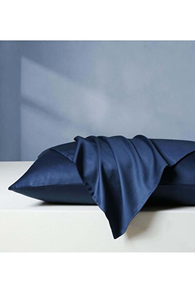 Melen طقم غطاء وسادة 100% قطن 300غرزة - 2 قطعة - مقاس 75x50 - داليسا - كحلي