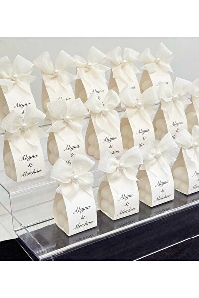 ByDeryaEvent Nişan Nikah Düğün Hediyelik Bubble Mum Keten Kurdele Süslemeli 1...