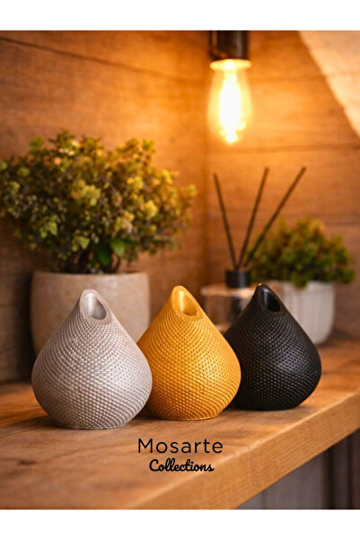 Mosarte Drop-Shaped Modern Decor Vase with 3D Textured Surface - Silver / Gol...