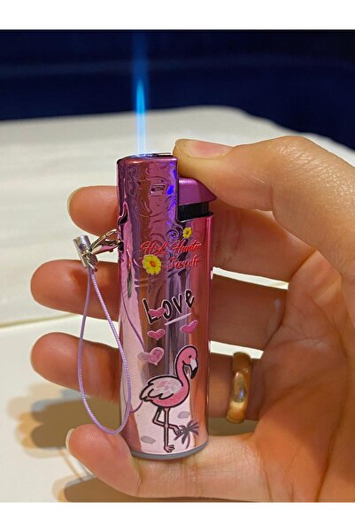 İNDİRİM CENTER Özel İpli Flamingo Desenli Şık Tasarım Gazlı Çakmak