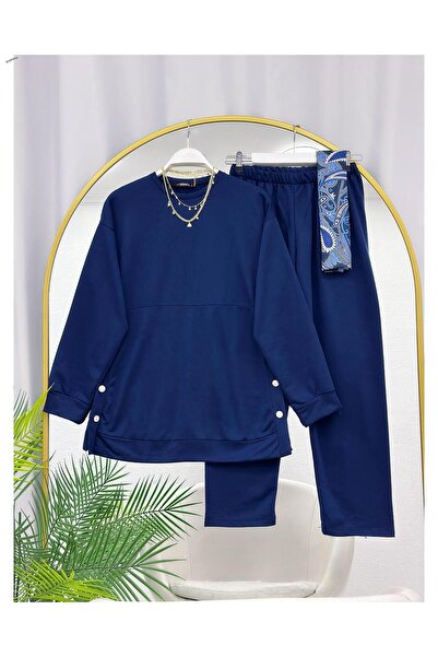 YEDİLALE Cotton Combed Casual Double Set with Detailing on the Sides