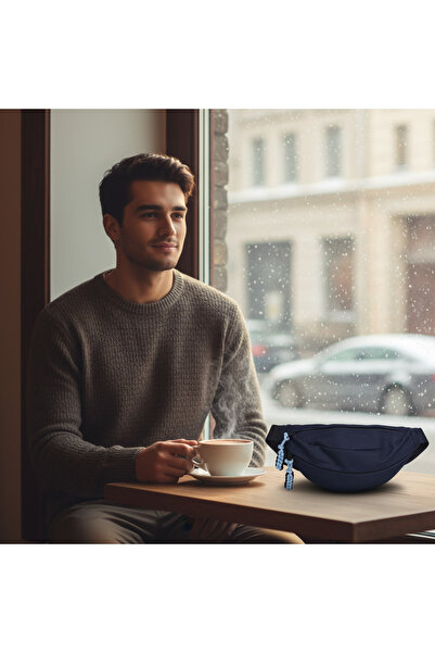 wellwich Lacivert Çapraz Çanta-Lacivert-Mavi Örgü Uçlu- Bel Çantası Spor Çant...