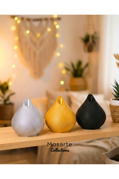 Mosarte Damla Formlu Modern Dekor Vazosu 3D Doku Yüzeyli 3'lü