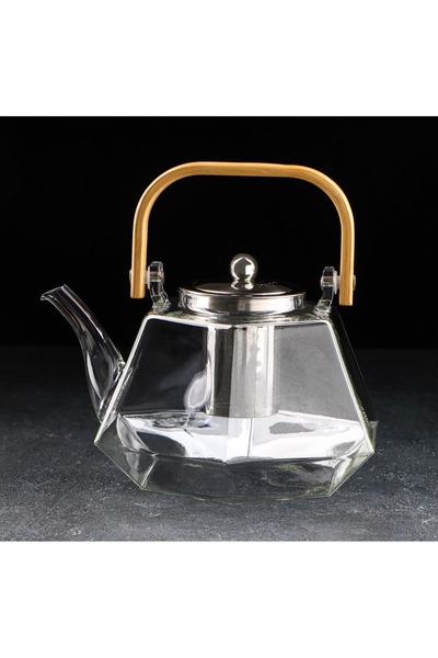 cc bin shihon Pyrex glass ribbed teapot, heat resistant, 1200ml capacity glass teapot