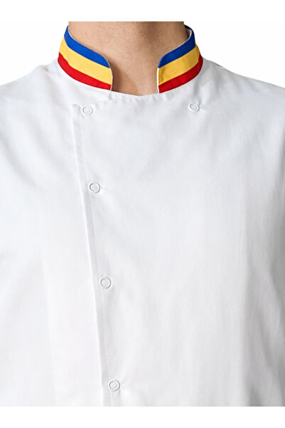 Ant Rotagrup Üniforma ve İş Elbiseleri Jachetă de bucătar – Uniformă de bucătărie unisex cu mânecă lungă, cu detaliu de rever, culori românești