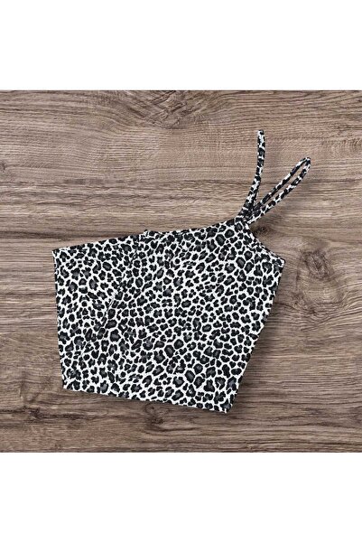 ESTA STORE Gray Leopard Print Tank Top with Straps, No Stretch, Straps Are Sewn from the Same Fabric.