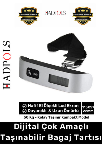 HadPols #AğırlıkÖlçer 50 Kg Hassas Lcd Ekranlı Dijital El Kantarı Seyahat Val...