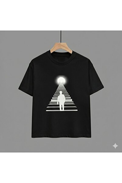 CLASSY.MODA Μπλουζάκι unisex oversize με στάμπα Ladder Road