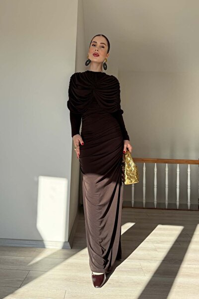 YK FASHION Bolero Detaylı Uzun Elbise