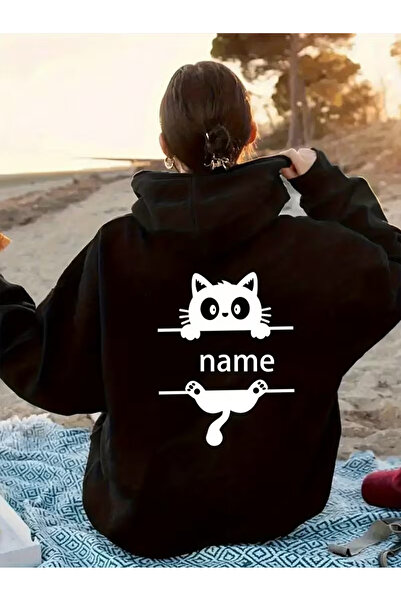 Sweet Cotton Name Printed unisex kangaroo pocket Hooded sweatshirt