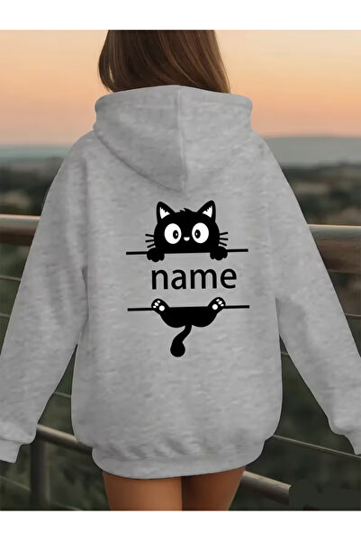 Sweet Cotton Name Printed unisex kangaroo pocket Hooded sweatshirt